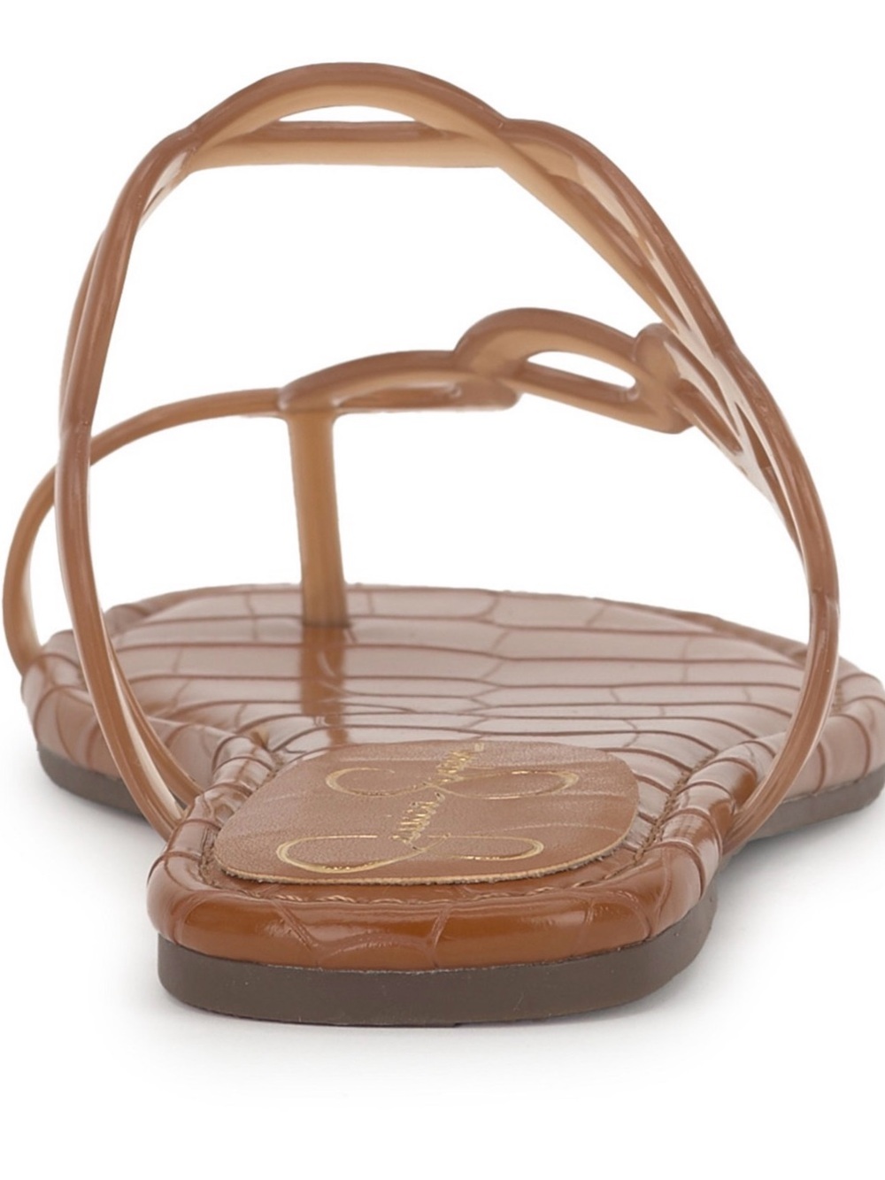 Jessica Simpson glossy tan strappy jelly sandals